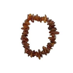 Baltic Amber Bracelet Stretchy Elastic Golden Brown Polished (B402)